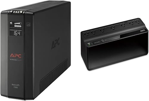 APC UPS Batería de reserva y protector de sobretensiones con AVR, 1500 VA, APC Back-UPS Pro (BX1500M) y batería de reserva y protector de