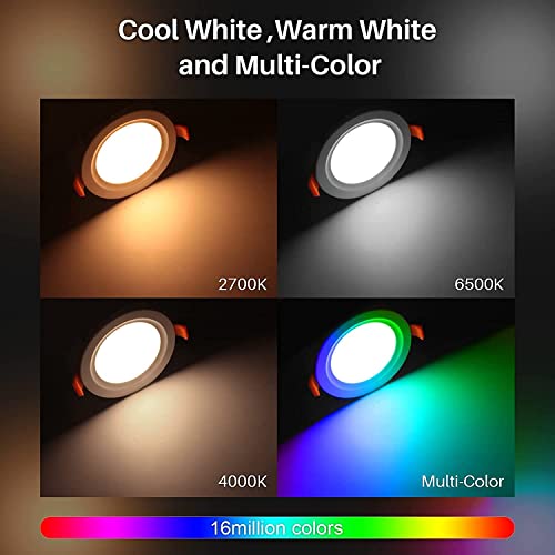 Smart Recessed Lighting 6 Inch,Ic Rated-Etl Certified Ultra-Thin Rgb Led Recessed Lights,Dimmable Downlight Light Work With Alexa,Color Changing Ceiling Sync To Music,800Lm,6 Pack(With 2.4Ghz Hub) #TOP1
