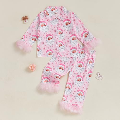 Toddler Girl Christmas Pajamas Plaid Button up 2 Piece Pajama Set Little Kids Girls Pjs Nightgown Outfit Clothes2