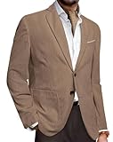 Barry.Wang Mens Casual Blazer Vintage Corduroy Sport Coat Regular Fit Suits for Men Lightweight Jacket Two Buttons Khaki