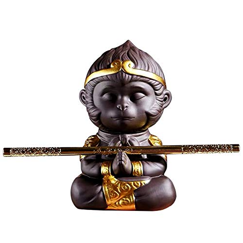 Kingzhuo Figuras coleccionables de muñecas mono, estatua de rey mono, estatua de Sun Wukong rezando linda estatua de mono, decoración del hogar