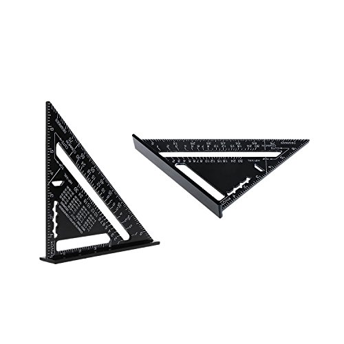 MuZuZi 7 "Medir Triángulo 90 grados Protractor Ángulo Recto Regla Aleación de aluminio Negro