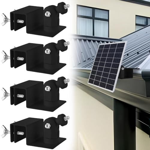 Oungy 4 PCS Universal Solar Panel Gutter Mount Compatible with Ring Blink Arlo and More, Black