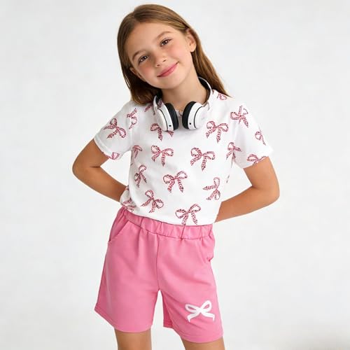 Image of Axumity Kid Toddler Girl Clothes Summer Ruffle Sleeve Figure Graphic Shirt + Shorts Summer Outfits Set
