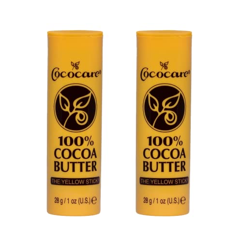 Cococare 100% Cocoa Butter Stick – All-Natural Cocoa Butter Emollient for Ultimate Skin Hydration & Protection – The Yellow Stick – (2 Pack)