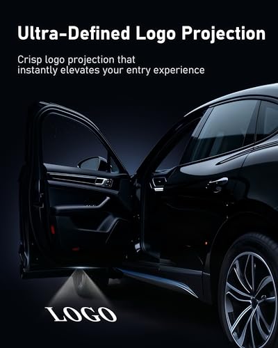 Image of Car Door Lights Logo Projector Puddle Lights Compatible with A1 /A3 /A4 /A5 /A6 /A7 /A8 /Q3 /Q5 /Q7 /Q8 /R8 /TT /A4L /A6L E-Tron Series Accessories, No Fade 4K-HD Car Welcome Lights(4 Pack, Dual Plug)