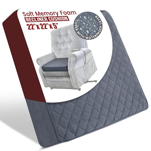 COMFORTANZA Extra Large 22x22x5 Medium-Soft Memory Foam Seat Cushion for