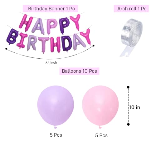Image of Party Propz Rubber Happy Birthday Banner With Name - Birthday Decoration Kit For Girls, Pastel Balloons For Birthday, Pink Balloons, Happy Birthday Balloon, Birthday Decor Items, 12 Pcs