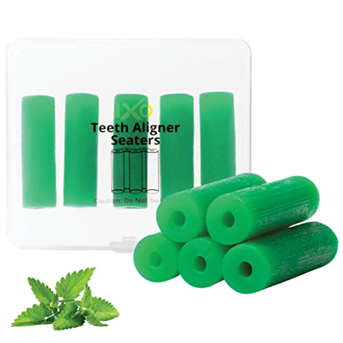 IXO Aligner Chewies for Invisalign Aligners - Chewies Invisalign Accessories for Retainers, Aligner Chewies for Invisalign Trays, Orthodontic Chewies in Reusable Case - 5 Pack - Mint Scent