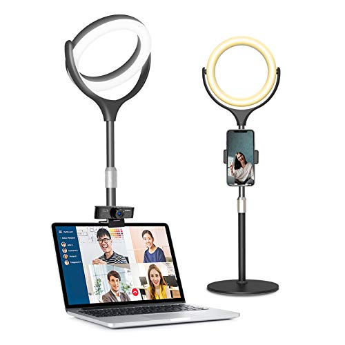 Desk Ring Light with Stand and Phone Holder, Ring Lamp for Laptop/Computer/Phone/Webcam, Led...