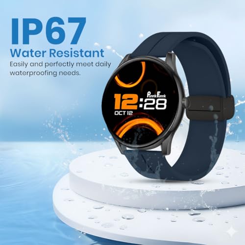 Image of PunnkFunnk Glavito Round Dial Smartwatch 1.49 inch AMOLED Display, 100+ Sports Modes, IP67, Health Tracking, Bluetooth Calling, Crown Control, 100+ Watch Faces for Men & Women (Magnetic Dark Blue)