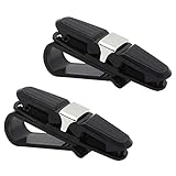 Brillenhalter für Auto Sonnenblende, Brillenhalterung mit Ticket-Karten-Clip,ABS-Auto-Brillen-Halterung , 180 Grad drehbar, doppelseitiger Clip (2 Packungen) (Silber)