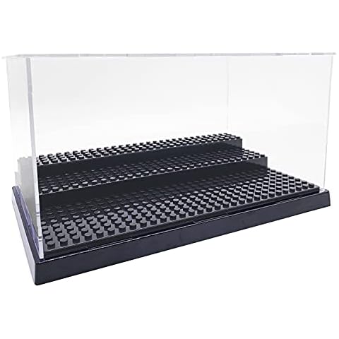 Acrylic Display Case for Minifigures Brick Building Block, Toys Model Display Box, Perspex Dustproof Showcase, Suitable for Lego Minifigure, Gift for Lego Lovers (BLACK) Cover
