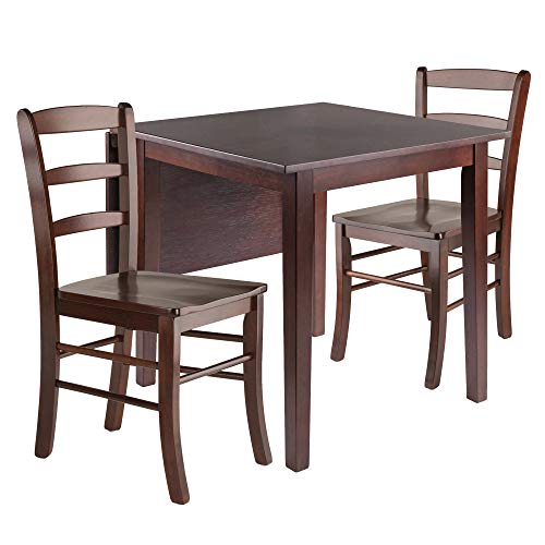 Winsome Wood Perrone 3-Pc Dining Set, Drop Leaf Table & 2 Ladderback Chairs