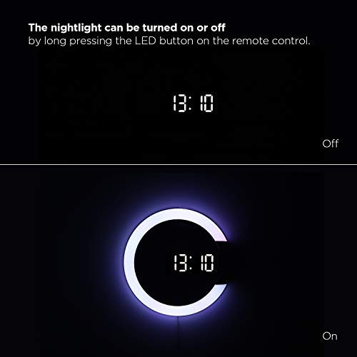 Mooas Moodlight Dual Mirror Clock, 7 Color Nightlight, 2 Led Colors (White/Orange), Adjustable Led Brightness, 12/24H Mode, Temperature Display, Alarm & Snooze, Led Clock With Remote Control #TOP2