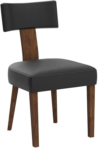 Miniatura 4 de VESCASA Sillas de comedor tapizadas con patas de madera, sillas de comedor acolchadas de piel sintética moderna de mediados de siglo con respaldo