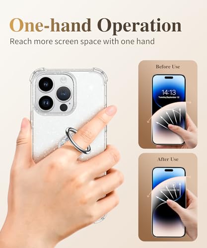 Image of GVIEWIN Glitter Cell Phone Ring Holder, Metal Kickstand Grip 360 Rotation Compatible with iPhone 17 /16 /15 /14 /Pro Max /Air /Plus Series & Galaxy S25 /S24 Ultra and Other Phones (Silver Glitter)