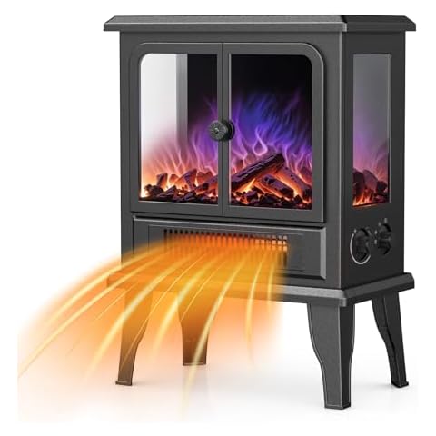Air Choice Electric Fireplace Heater, 18.9" FreeStanding Fireplace Stove with 3D Flame, 750W/1500W Indoor Space Heater with Overheating Protection, Electric Fireplace Heater for Living Room, Bedroom Cover