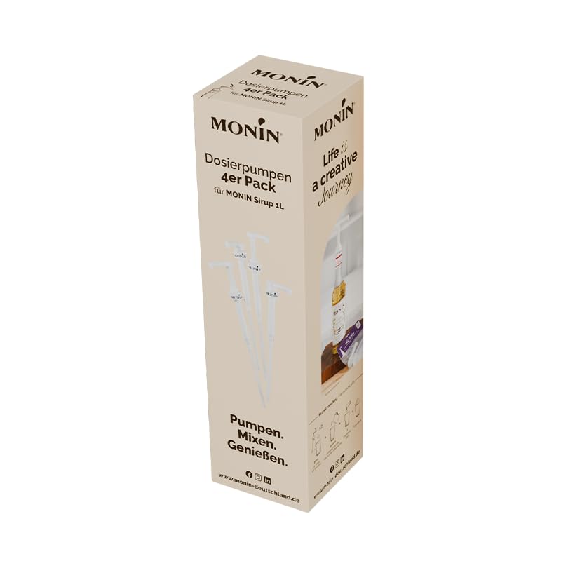 Monin Dosierpumpen 4er Set – präzise Getränkepumpen passend für 1L Glasflaschen