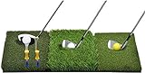 WhiteFang Golf 3-in-1 Turf Grass Mat Includes Tight Lie, Rough and Fairway for Driving, Chipping, and Putting Golf Practice and Training - 25x16in