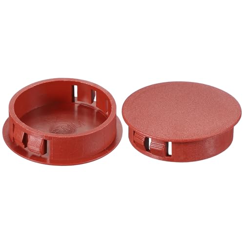 Image of PATIKIL 1.5 inch /38mm Plastic Hole Plugs, 20Pcs Flush Type Round Hole Plugs Cover Snap in Locking Hole Tube for Table Kitchen Cabinet Furniture, Red Brown