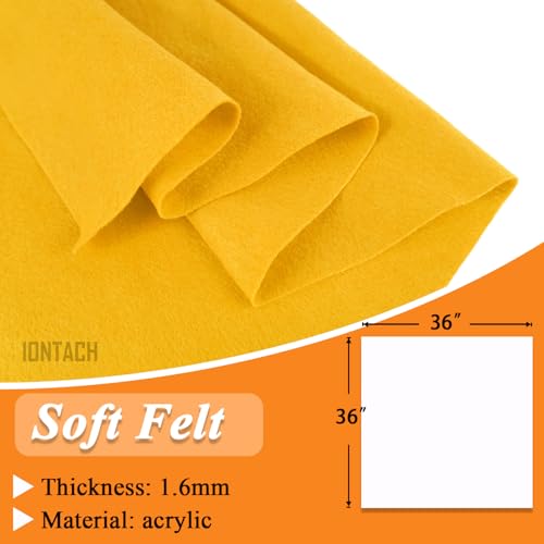 Image of IONTACH 36 inch X 36 inch Gold Yellow Soft Felt Fabric 1.6mm Thick | Felt Sheets for Crafts, Embroidery, Patchwork, Liner, School Projects, Home Decoration