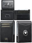 Portefeuille Slim avec porte-radar : Portefeuilles minimalistes avec 2 ID Fenêtre Air tag Wallet avec Poche en espèces - RFID Titulaire de carte de crédit en cuir - Cadeau pour le Père Maris Boyfriend à l'anniversaire pour homme
