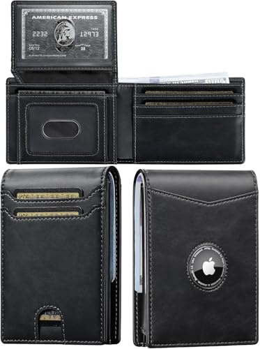 furid Slim AirTag Wallet for Men: Minimalist Full Grain Leather Card Holder