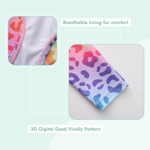 Image of Moon Tree Girls One Piece Swimsuits Long Sleeve Rash Guard Zipper Front Bathing Suit UPF 50+