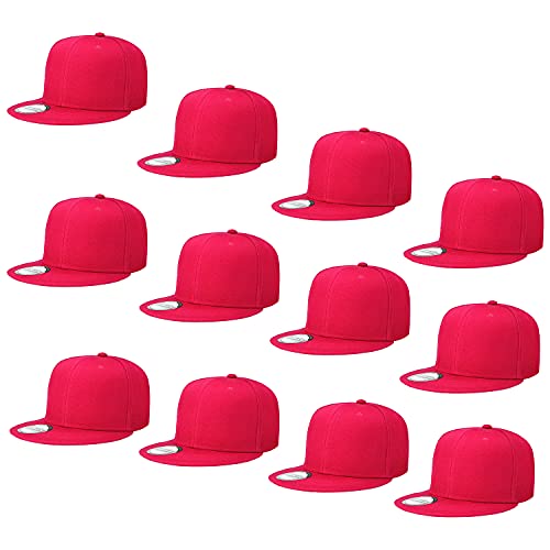 Image of Falari Wholesale 12 Pack Snapback Hat Cap Hip Hop Style Flat Bill Blank Solid Color Adjustable Size