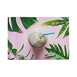 COZYhome - Juego de 4 manteles individuales de verano, hojas de palma, de coco, rectangulares, antideslizantes, resistentes al calor, para cocina, bodas, restaurantes, decoración de fiestas de Navidad