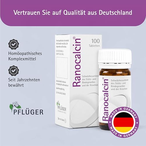 Ranocalcin® bei Beschwerden in Rücken, Schulter, Nacken - unterstützt Knochen, Sehnen, Bänder und Faszien - mit Calcium, Zink, Eisen, Kieselsäure - für Erwachsene und Kinder, 100 Tabletten