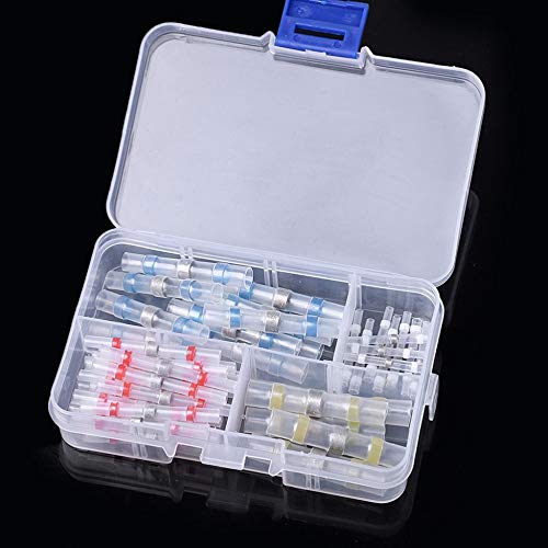 gfjfghfjfh 100 Piezas Terminales de absorción de Calor por contracción Mixta Tubo de Manga de Soldadura a Prueba de Agua Kit de Conectores a Tope con Aislamiento de Cable eléctrico