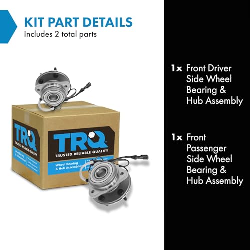 Image of TRQ Front Driver and Passenger Side Wheel Bearing and Hub Assembly Set 2 Piece Compatible with 96-01 Ford Explorer AWD 95-99 Explorer 4WD 01-02 Sport Trac 4WD 97-01 Mercury Mountaineer AWD