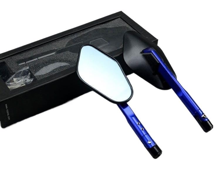 Rétroviseurs de moto CNC universels 8/10mm en verre bleu anti-reflet