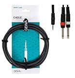 Alpha Audio 190125 Basic Line Câble en Y 3 m 1 x 3,5 mm Jack Stéréo/2 x 6,3 mm Jack Mono Noir
