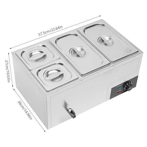 Leblett HG51 110V Commercial Buffet Food Warmer,Large Capacity 4 Pan (7.4Qt+3.2Qt) Stainless Steel 850W Electric Countertop Steam Table thumb #4