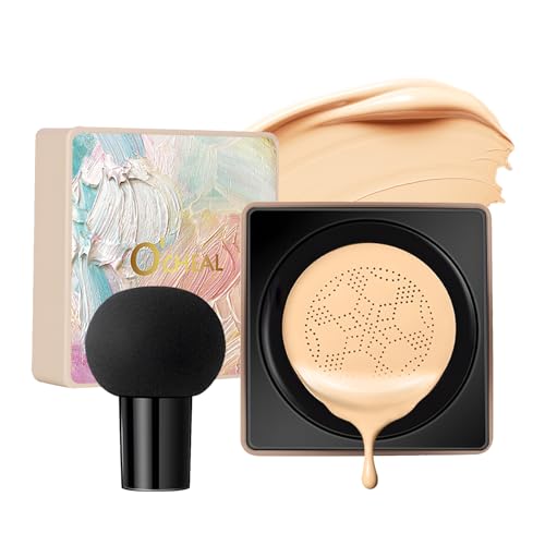 O'CHEAL Cojín de aire de cabeza de hongo CC crema, cojín de aire de hongos BB Cream Foundation Corrector para el rostro Maquillaje Corrector Almohada para la cara Comestics 02 Natural