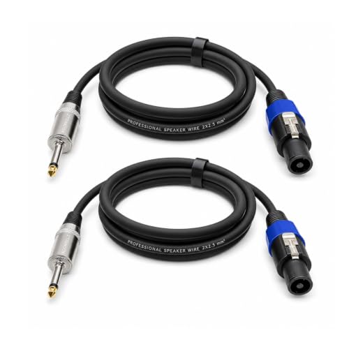 KOOKFJLLZ Speakon to 1/4 Inch Speaker Cable 3.3 Feet 2 Pack - Professional 12AWG DJ PA Audio Wire