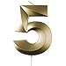 saizone Velas de Números, Velas numéricas para Tarta de cumpleaños, Decoraciones para Tartas, Velas de cumpleaños, Color Dorado champán, decoración para Tartas con Purpurina 0-9.“5”