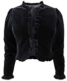 Samtjacke Dirndl-Jacke Samt-Spenzer Trachtenjacke Blazer Damenjacke schwarz für Ball oder Fest, kurzer Bolero aus Samt Abendmode Festlicher Samtspenzer Samtbolero für Damen, Größe:40