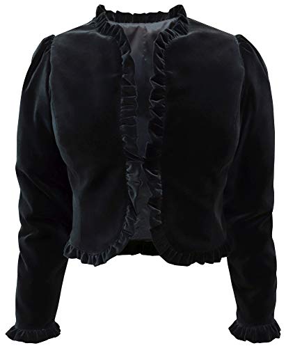 Samtjacke Dirndl-Jacke Samt-Spenzer Trachtenjacke Blazer Damenjacke schwarz für Ball oder Fest, kurzer Bolero aus Samt Abendmode Festlicher Samtspenzer Samtbolero für Damen, Größe:40 Cover