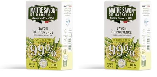 Maître Marseille Soap - Provence Verbena Lemon - 99% Natural Origna (Paquete de 2)