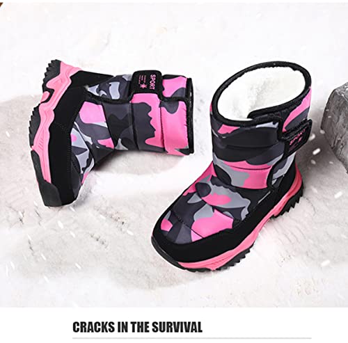 Yeerovan Kids Snow Boot For Boys Girls Toddler Winter Boots Outdoor Waterproof With Fur Lined(T75 Pink 30) #TOP6