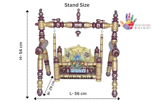 Image of Wooden Hindola Parna Krishna Jhula Foldable Beautiful Swing (Cherry Pearl Yellow), 24 x 48 x 43 Cm