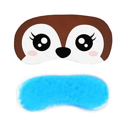 Image of Jenna Polyester Cute Gel Sleeping Eye Shade Mask Cover For Insomnia, Meditation, Puffy Eyes And Dark Circles Puppyeyes Brown