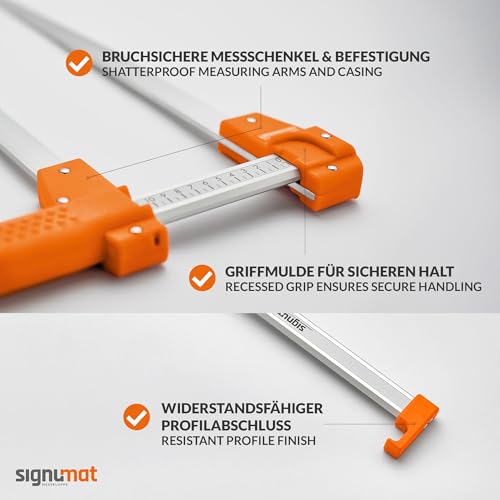 Signumat MK-2018110 Messkluppe 100 cm – Präzisionswerkzeug für Wertholzvermessung, abriebfeste beidseitige Ziffernskala, ergonomischer Griff aus Aluminium, KWF-geprüft, 100cm