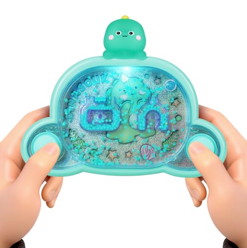 Handheld Water Game with Light - Unicorn & Dinosaur Toys - Water Ball Target Toy for Kids Ages 3+, Retro Fidget, Screen-Free Car Travel Game, Road Trip, Airplane, Portable Autism Gift