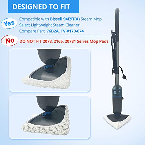Smilefil 4 Pack Improved Steam Mop Select Replacement Pads 76B2A Compatible with Bissell 94E9T(A) Steam Mop Select Lightweight Steam Cleaner. Compare Part 76B2A, TV #170-674