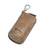 Alien Storehouse Reiner Farben-Leder-Schlüssel-Fall-Schlüsselketten-Beutel-Reißverschluss-Fall-Mappen-Auto-Schlüssel-Halter, Khaki